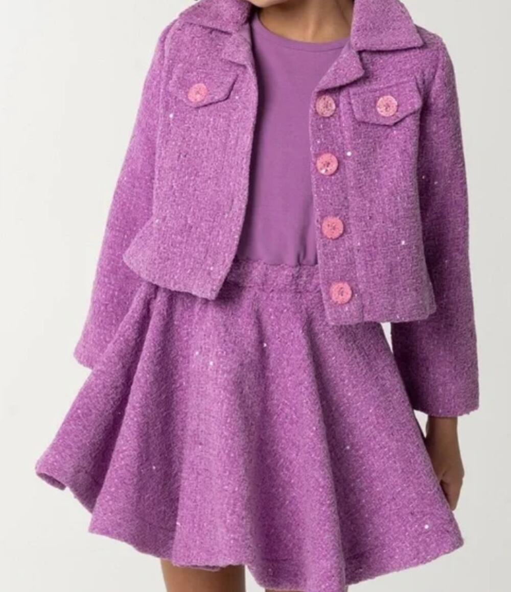 Sparkle & Shine Little Girls Sequin Tweed Skirt Dress - Jacket, 2-Piece Set 3T